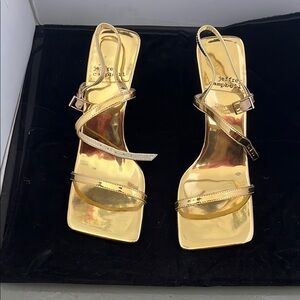 Jeffrey Campbell Gold High Heel Strappy Sandals